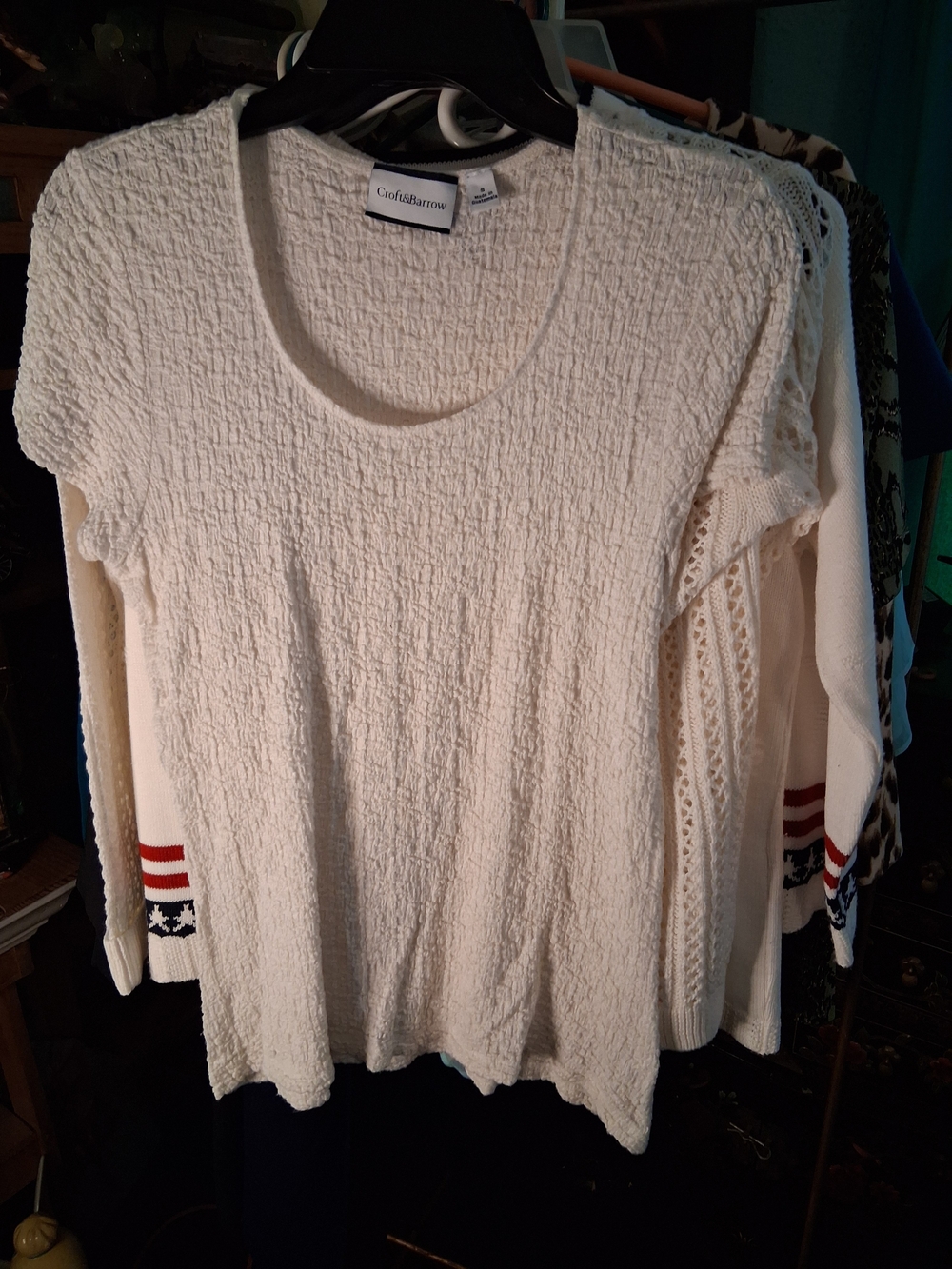 croft & barrow Cream Textured Short-Sleeve Scoop Neck Top